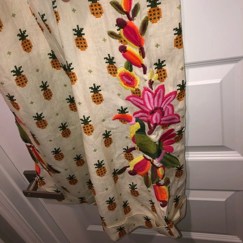 New Farm Rio x Anthropologie Linen Pineapple Resort Pants Trousers sz S - Picture 6 of 8